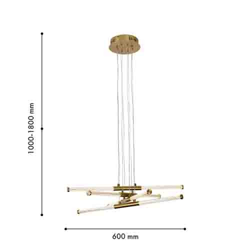 Люстра подвесная с перекрестными прозрачными трубками Trumpet tube