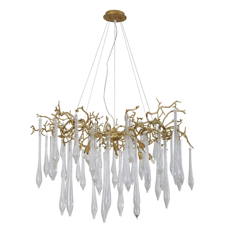 Люстра подвесная с прозрачными подвесками в форме капель Droplet Chandelier