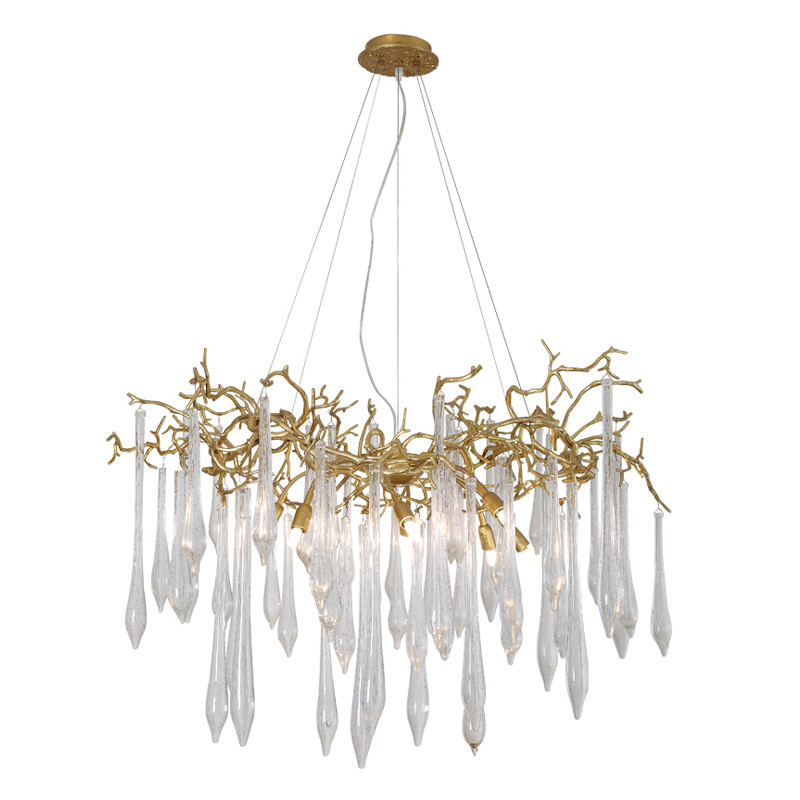 Люстра подвесная с прозрачными подвесками в форме капель Droplet Chandelier