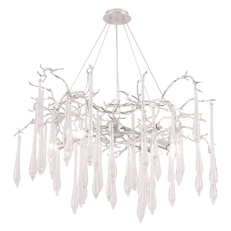 Люстра подвесная с прозрачными подвесками в форме капель Droplet Chandelier