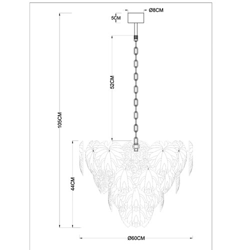 Люстра подвесная с прозрачными стеклянными плафонами в форме листьев с золотыми декоративными элементами Glass Lotus Leaves Lighting
