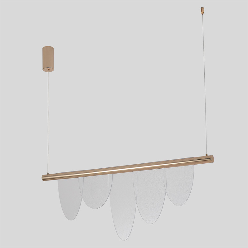 Люстра подвесная с пятью прозрачными элементами в форме лепестков и золотистым металлическим основанием DALI Tonin Casa