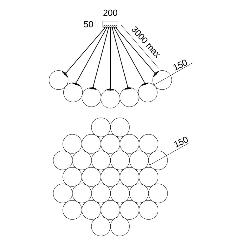 Люстра подвесная с сферическими плафонами из натурального камня Glowing Spheres