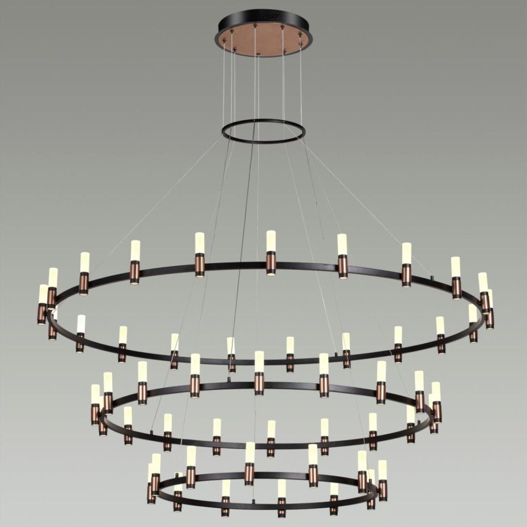 Люстра подвесная с тремя круглыми ярусами и цилиндрическими плафонами Arnaut Light