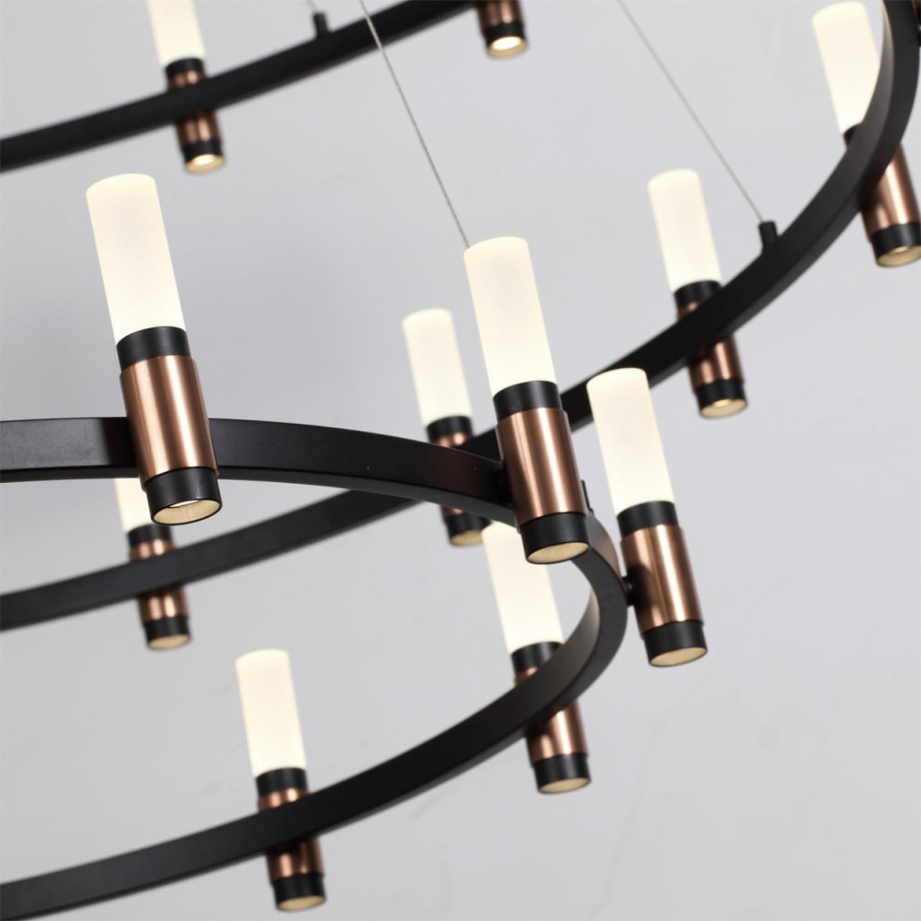 Люстра подвесная с тремя круглыми ярусами и цилиндрическими плафонами Arnaut Light