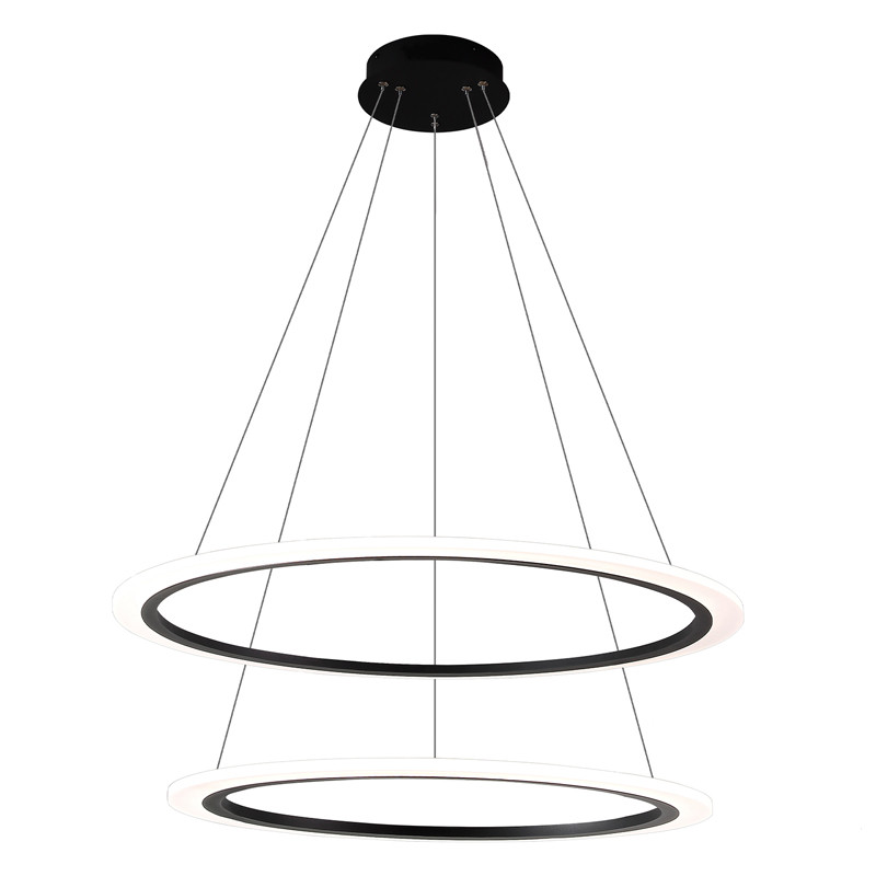 Люстра подвесная светодиодая с двумя черными кольцами Ring Horizontal