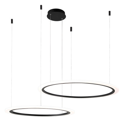 Люстра подвесная светодиодая с двумя черными кольцами Ring Horizontal