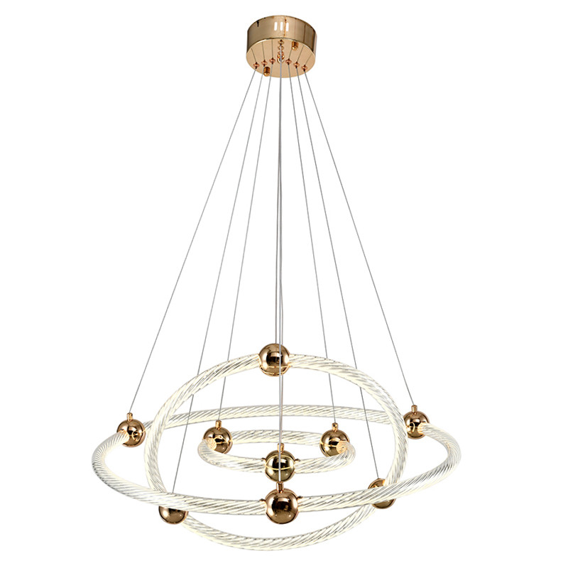 Люстра подвесная светодиодная в виде 3-х колец Lighting Rings Gold