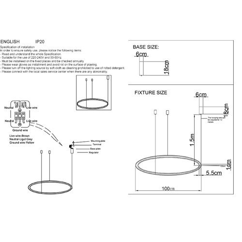 Люстра подвесная светодиодная кольцевая черного цвета Ring Horizontal