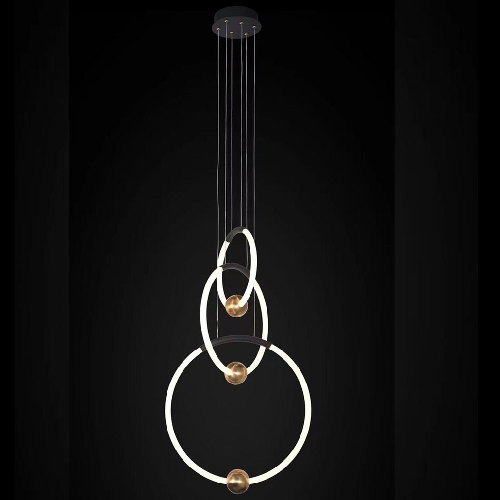 Люстра подвесная светодиодная с 3-мя кольцами Bronze Ring Chandelier