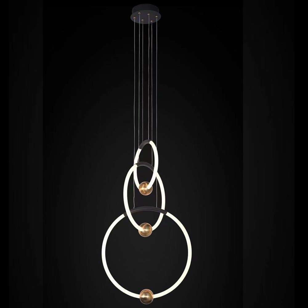 Люстра подвесная светодиодная с 3-мя кольцами Bronze Ring Chandelier