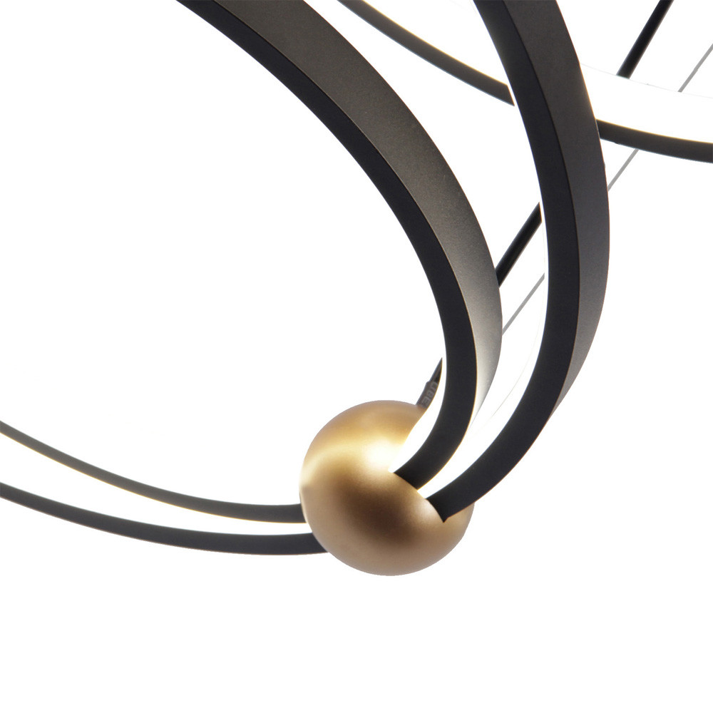 Люстра подвесная светодиодная с 4-мя кольцами черный металл Ring Horizontal