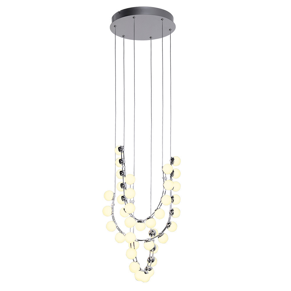 Люстра подвесная светодиодная с круглыми плафонами белого цвета PEARLS Suspension 39