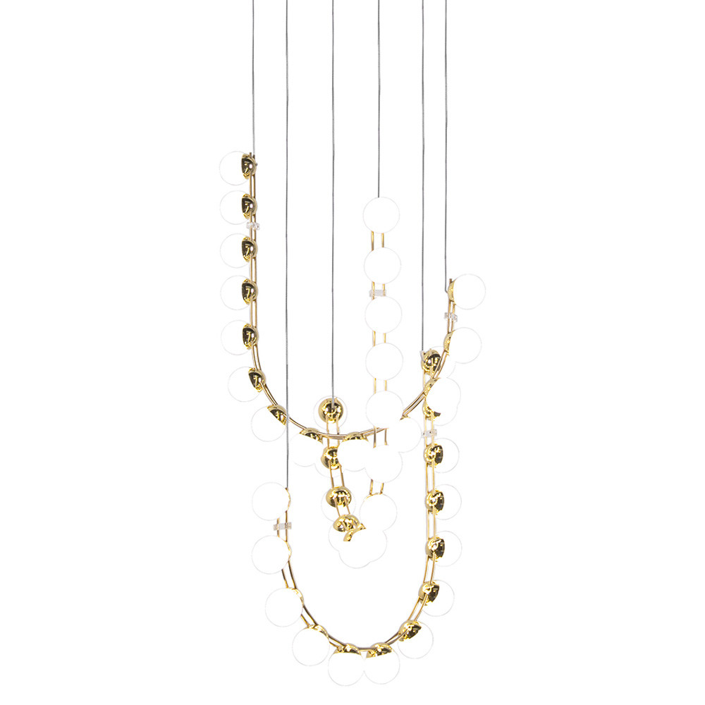 Люстра подвесная светодиодная с круглыми плафонами белого цвета PEARLS Suspension 39