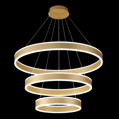Люстра подвесная светодиодная с тремя золотистыми кольцами Ring Horizontal