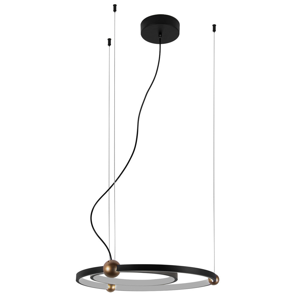 Люстра подвесная светодиодная черный металл Ring Horizontal