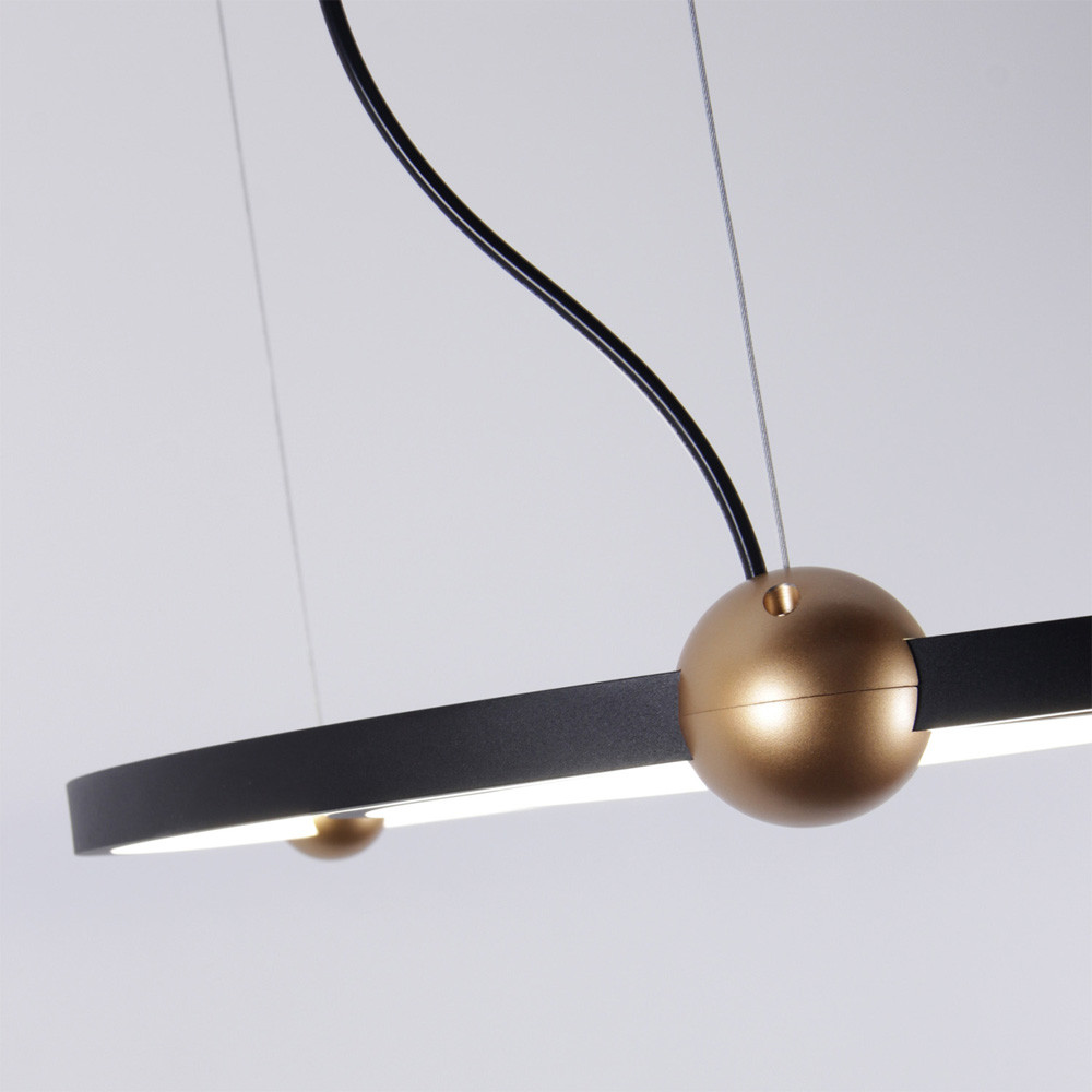 Люстра подвесная светодиодная черный металл Ring Horizontal