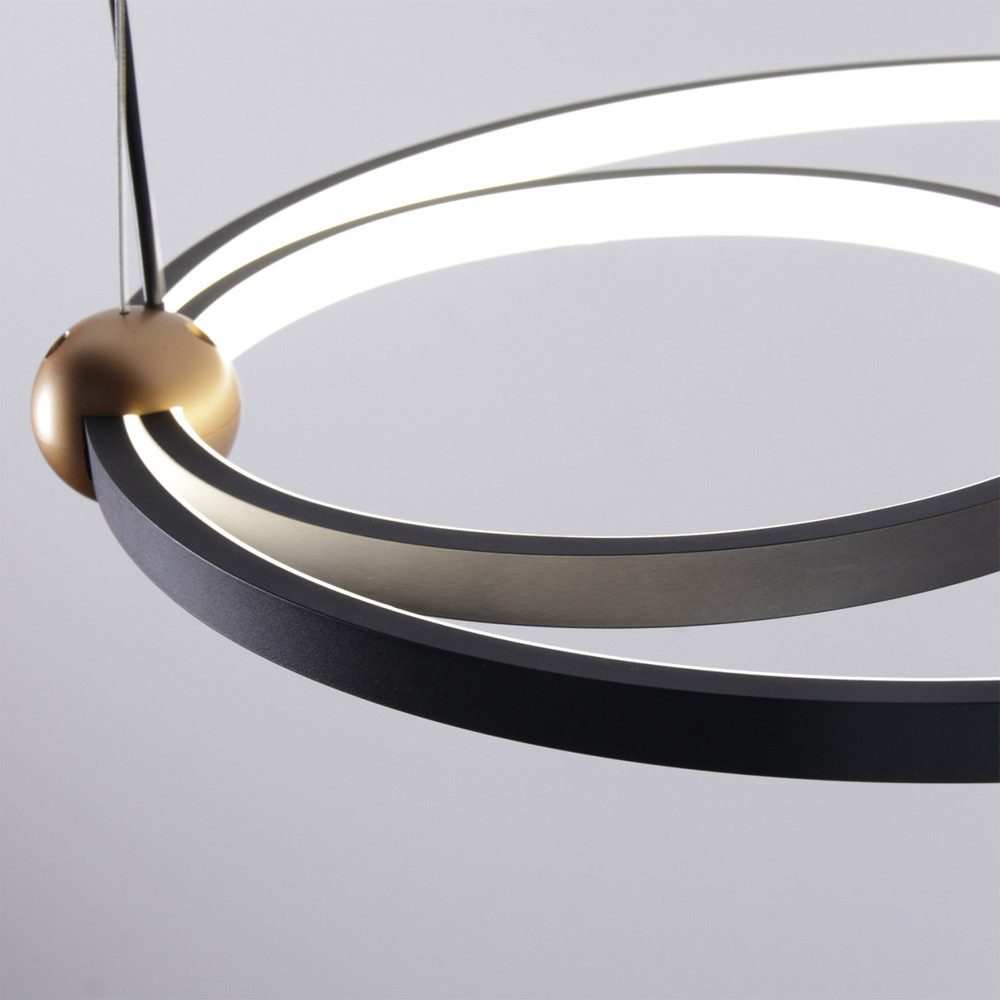 Люстра подвесная светодиодная черный металл Ring Horizontal