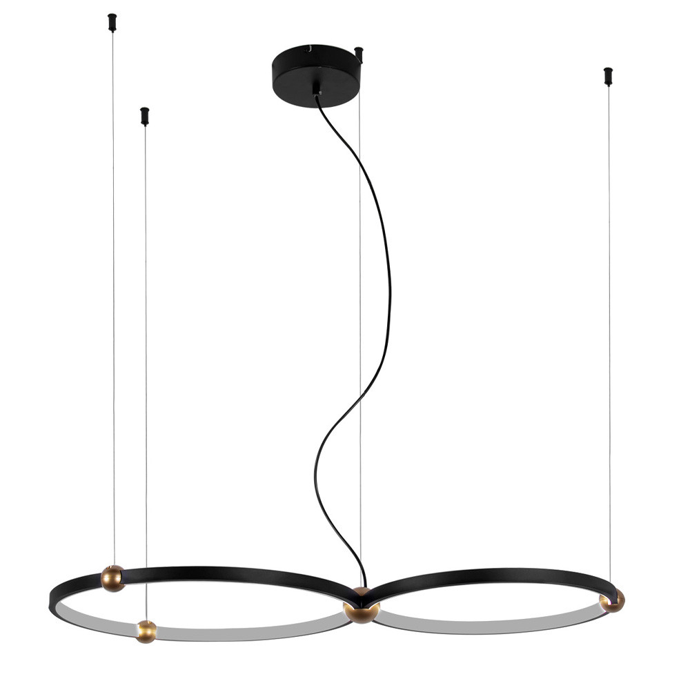 Люстра подвесная светодиодная черный металл Ring Horizontal