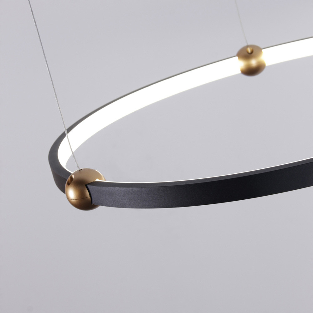 Люстра подвесная светодиодная черный металл Ring Horizontal