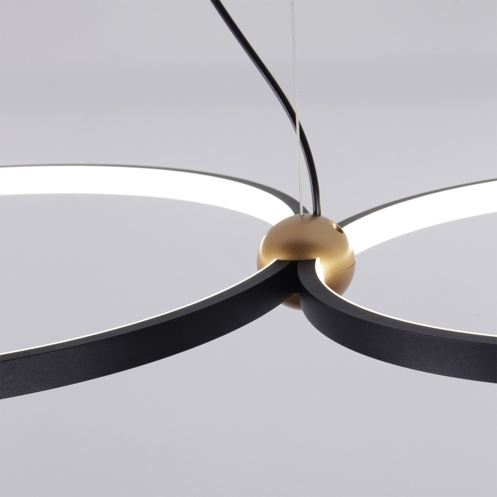 Люстра подвесная светодиодная черный металл Ring Horizontal