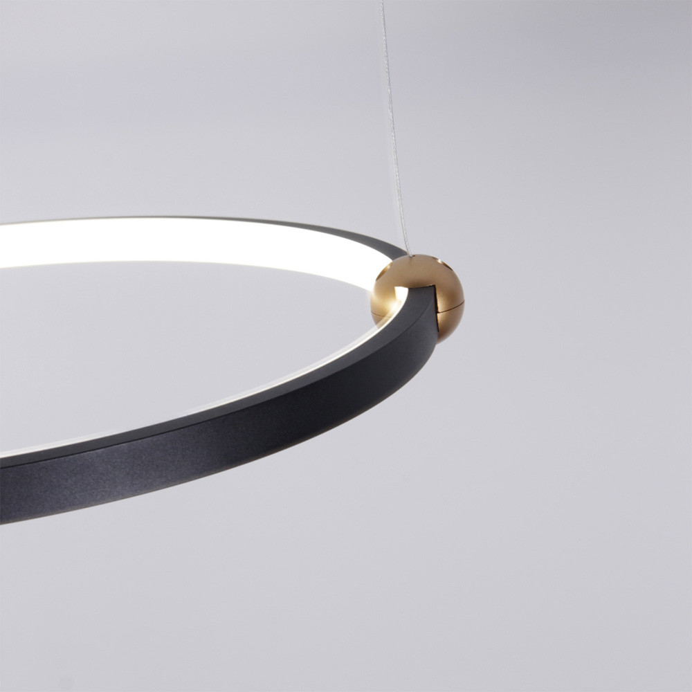 Люстра подвесная светодиодная черный металл Ring Horizontal