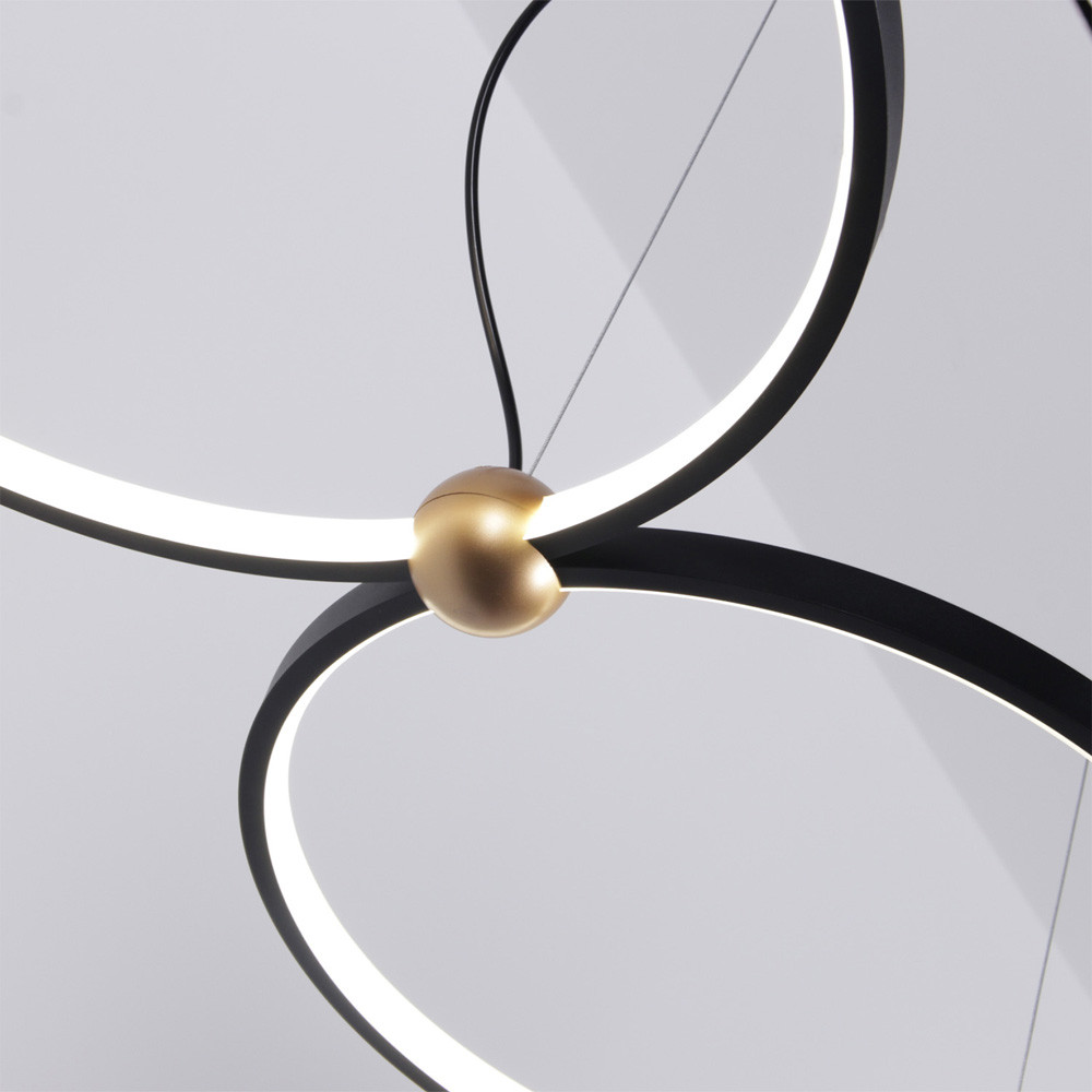 Люстра подвесная светодиодная черный металл Ring Horizontal