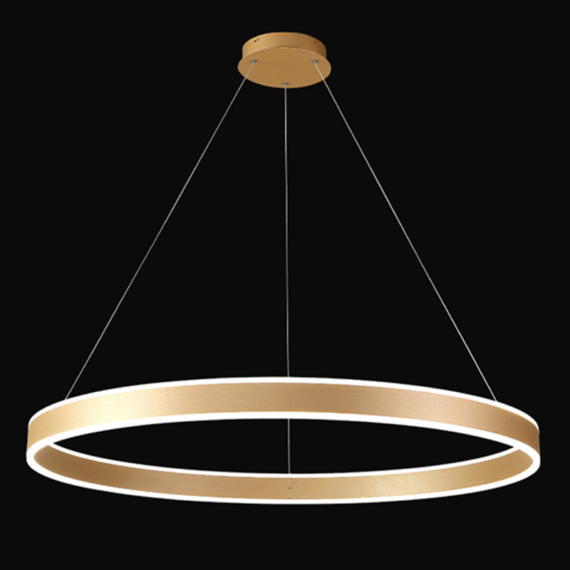 Люстра подвесная светодионая кольцевая золотого цвета Ring Horizontal