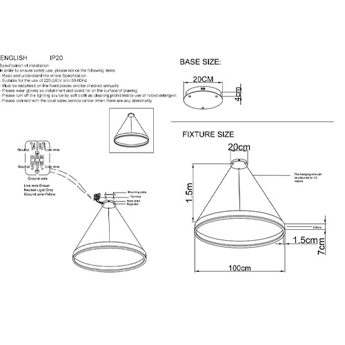 Люстра подвесная светодионая кольцевая золотого цвета Ring Horizontal