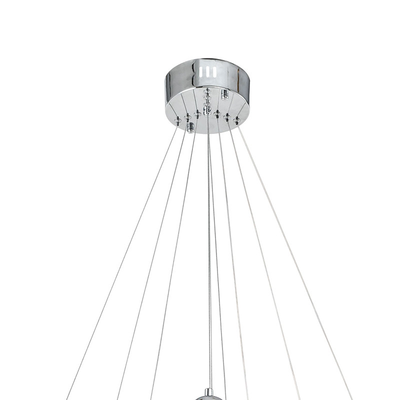 Люстра подвесная трехъярусная c плафонами в виде колец Lighting Rings Silver