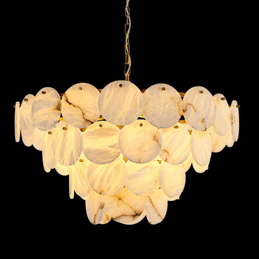 Люстра подвесная четырехъярусная с подвесками в форме дисков Cryptocrystalline Stone