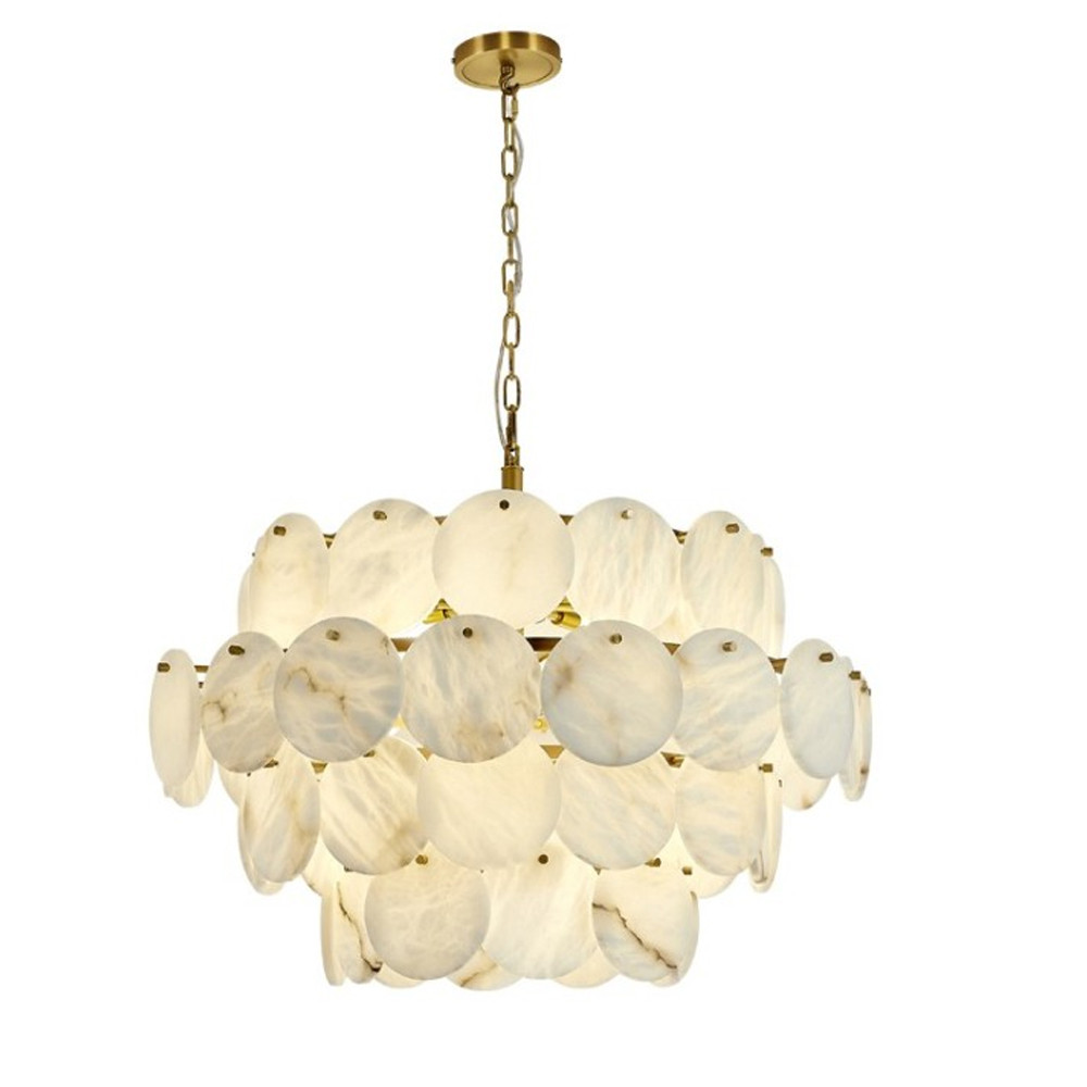 Люстра подвесная четырехъярусная с подвесками в форме дисков Cryptocrystalline Stone