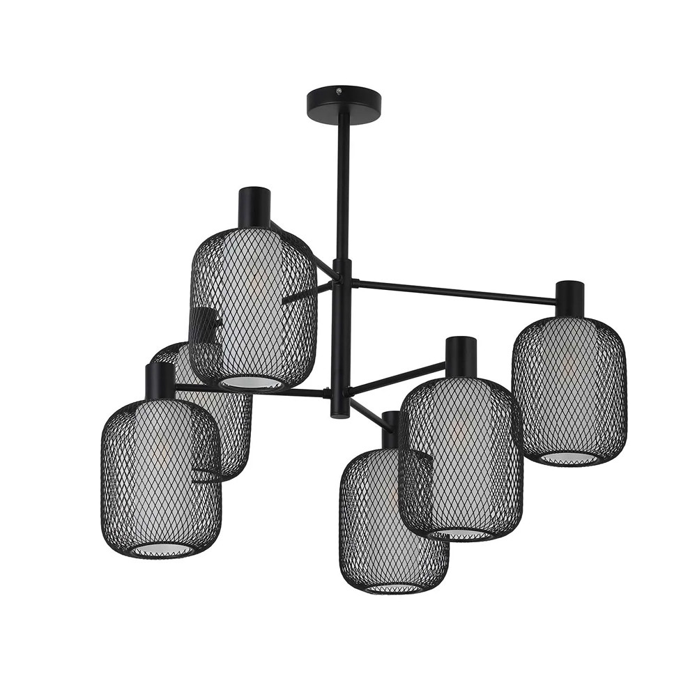 Люстра потолочная с абажурами из металлической сетки Loft Grid Pendant Gold