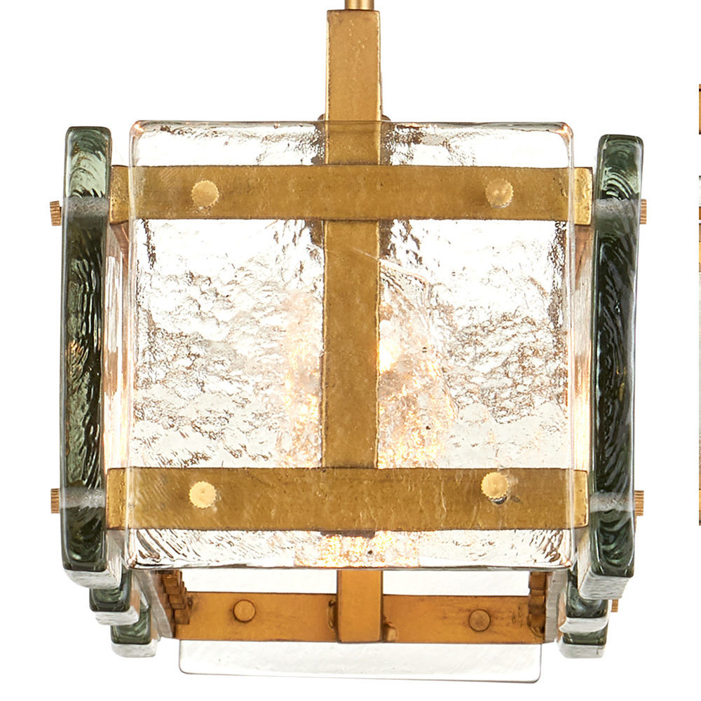 Люстра прямоугольная из толстого литого стекла Cast Glass