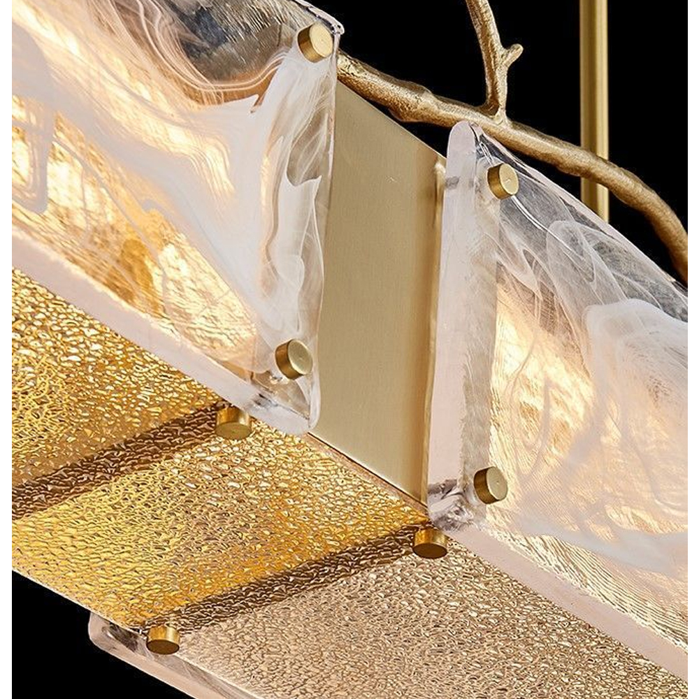 Люстра прямоугольная из фактурного стекла Chandelier Beam