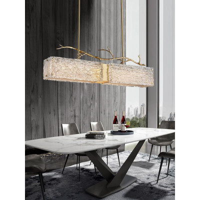 Люстра прямоугольная из фактурного стекла Chandelier Beam