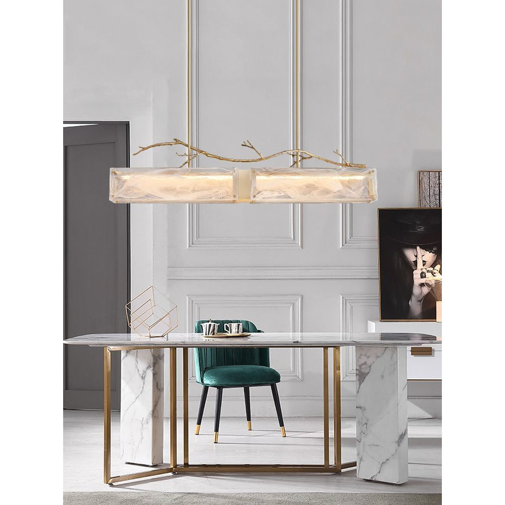 Люстра прямоугольная из фактурного стекла Chandelier Beam