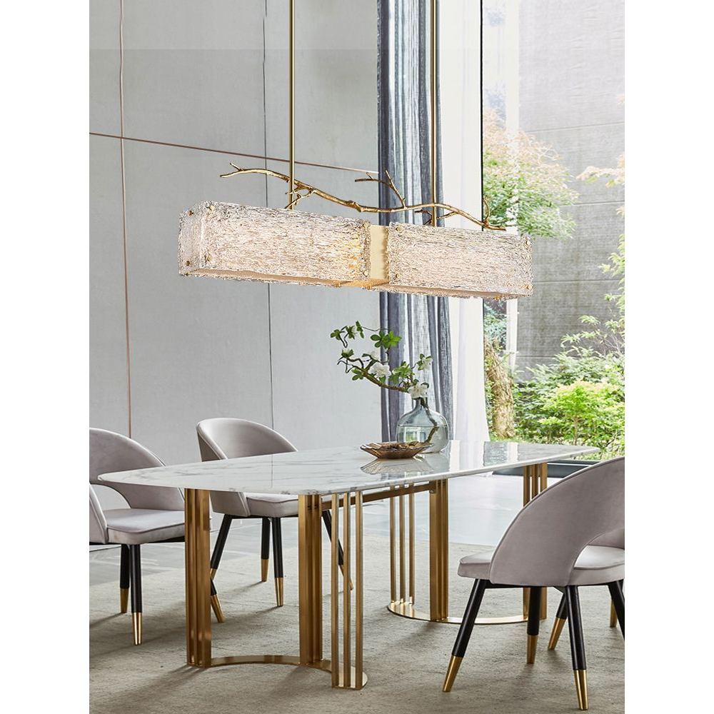 Люстра прямоугольная из фактурного стекла Chandelier Beam