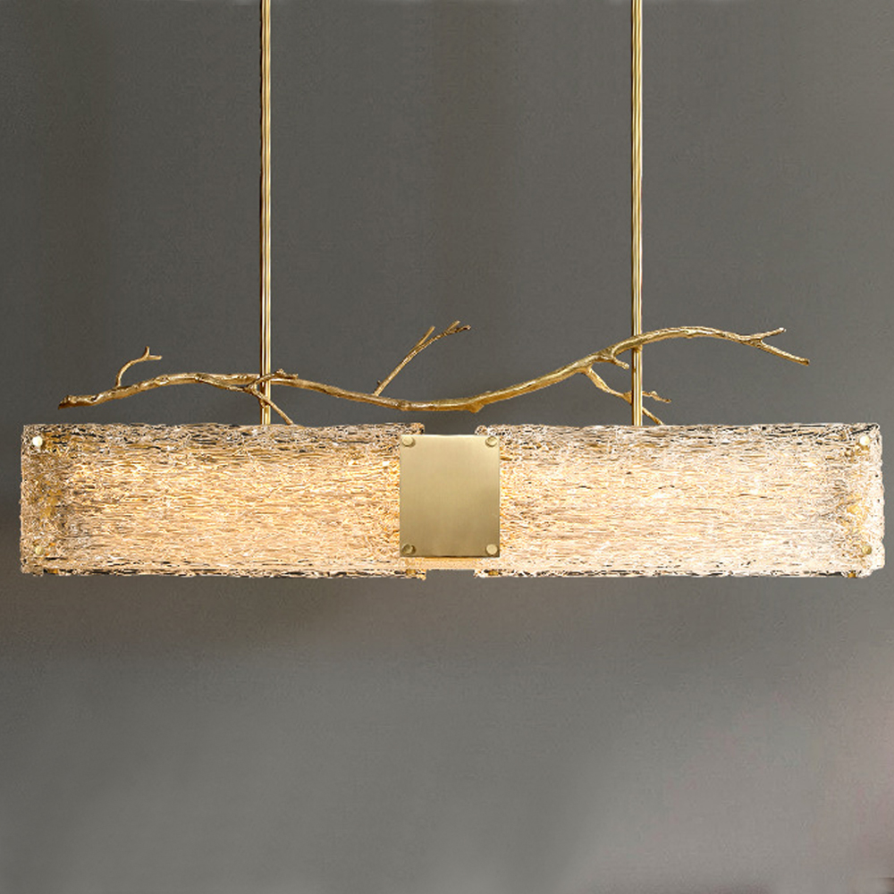 Люстра прямоугольная из фактурного стекла Chandelier Beam