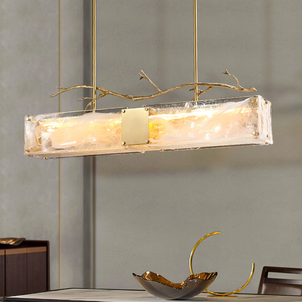 Люстра прямоугольная из фактурного стекла Chandelier Beam