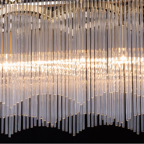 Люстра прямоугольная на цепях с прозрачными трубками и волнистым краем Nembus