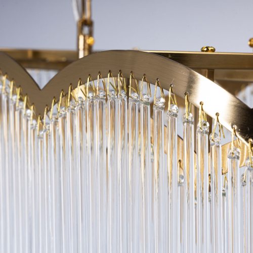 Люстра прямоугольная на цепях с прозрачными трубками и волнистым краем Nembus