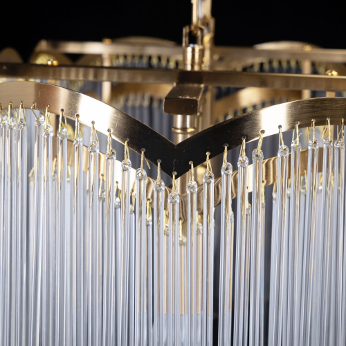 Люстра прямоугольная на цепях с прозрачными трубками и волнистым краем Nembus