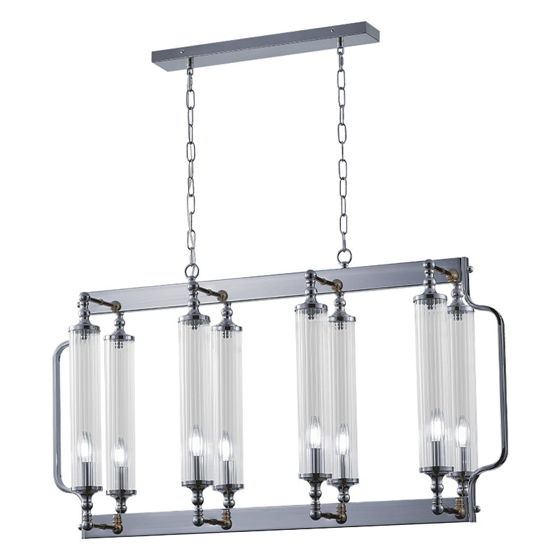 Люстра прямоугольная с 8-ю стеклянными плафонами цилиндрической формы Jeanette