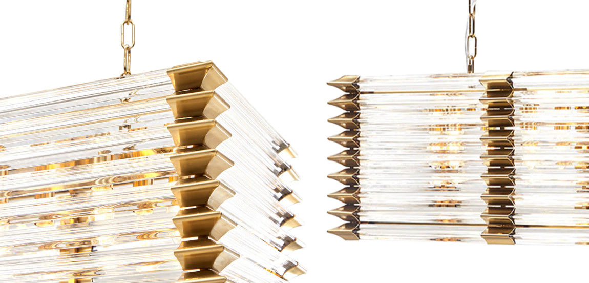 Люстра прямоугольная стеклянная Tadesse Glass Chandelier