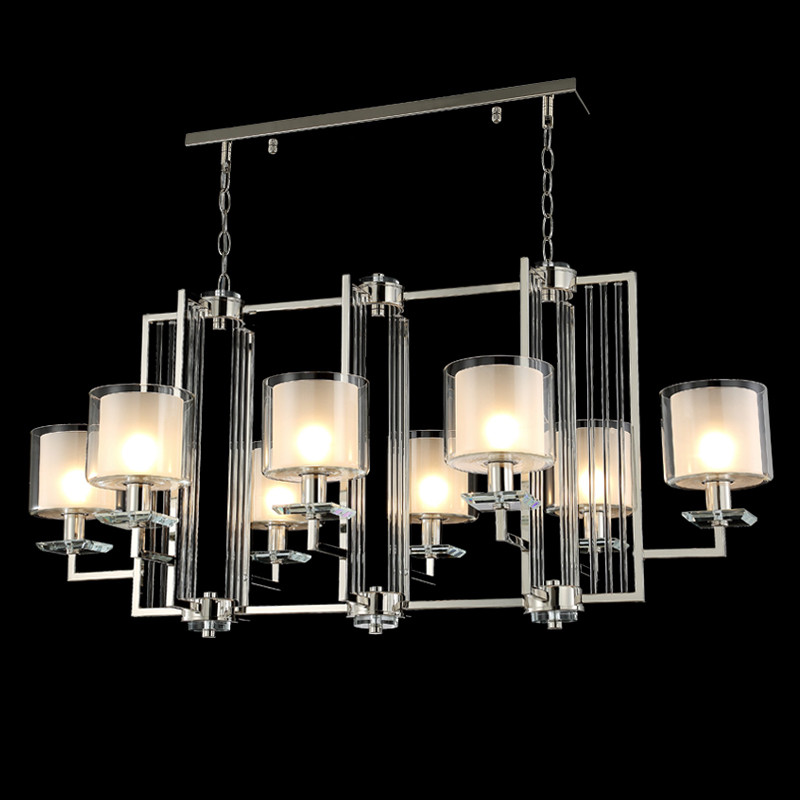 Люстра прямоугольной формы с 8-ю цилиндрическими плафонами из стекла Laurent