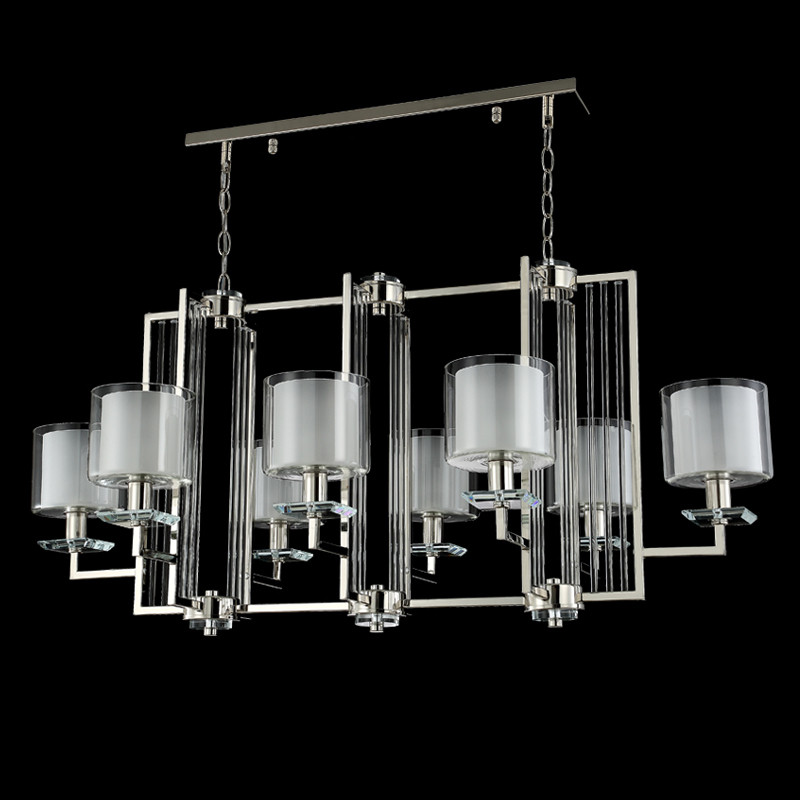 Люстра прямоугольной формы с 8-ю цилиндрическими плафонами из стекла Laurent