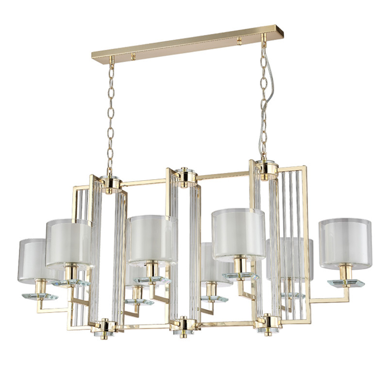 Люстра прямоугольной формы с 8-ю цилиндрическими плафонами из стекла Laurent
