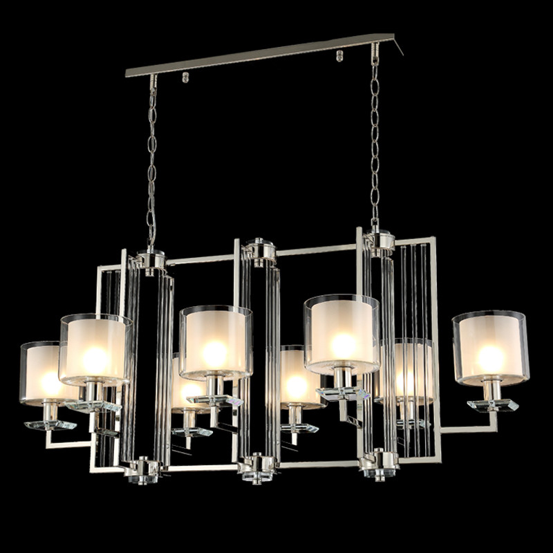 Люстра прямоугольной формы с 8-ю цилиндрическими плафонами из стекла Laurent