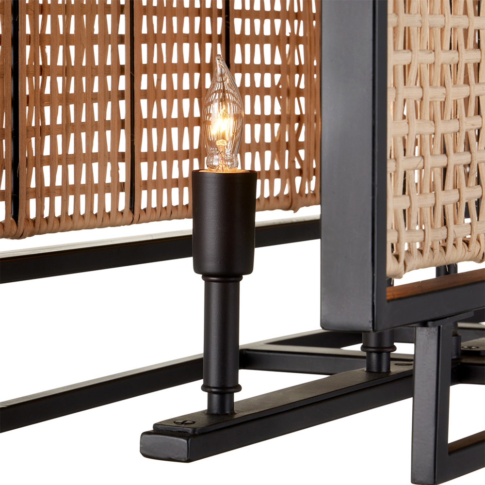 Люстра прямоугольной формы с чёрным каркасом и вставкой из плетеного материала Cage for Light